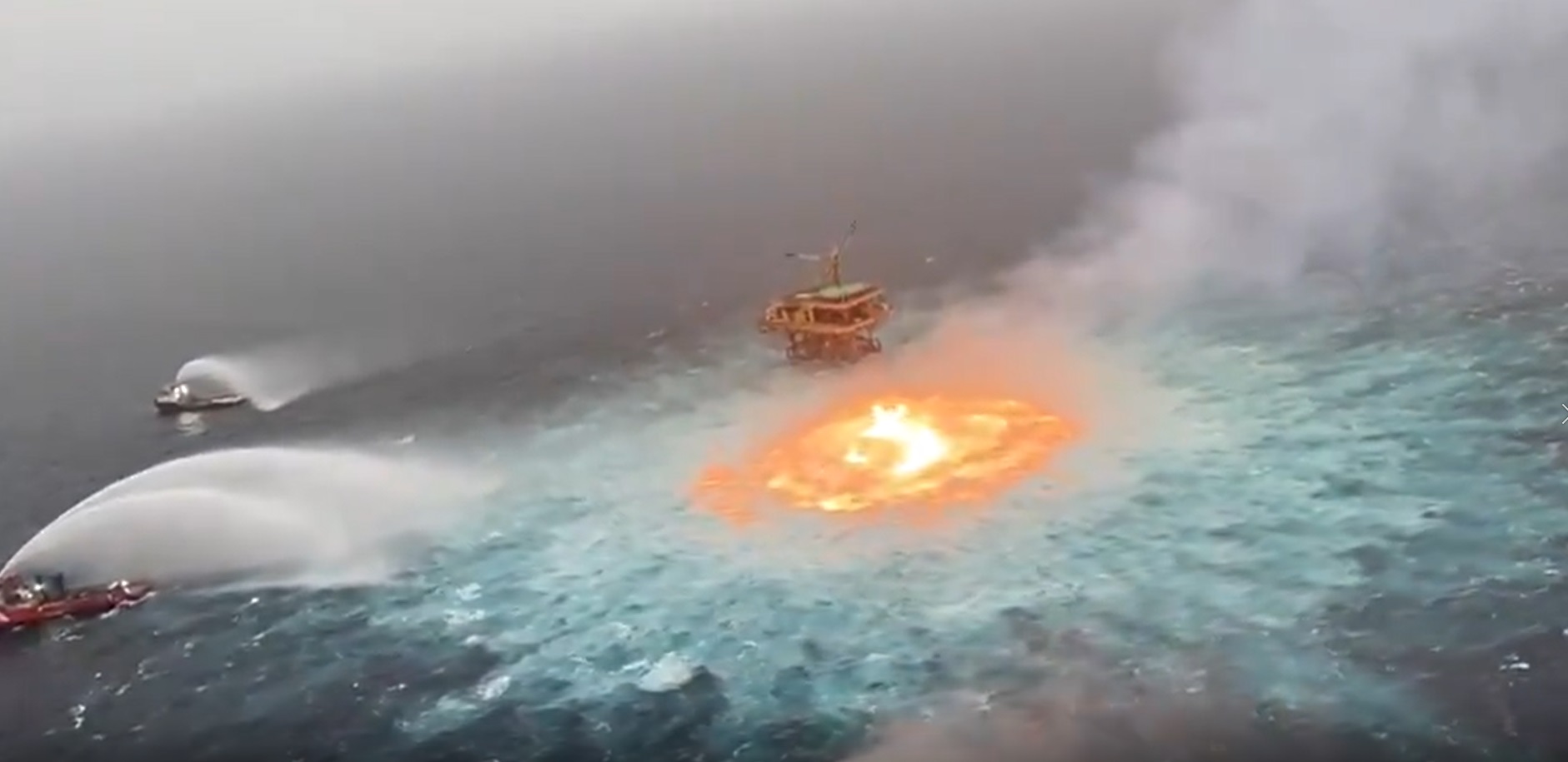 Undersea gas pipeline rupture causes fire in the Gulf of Mexico